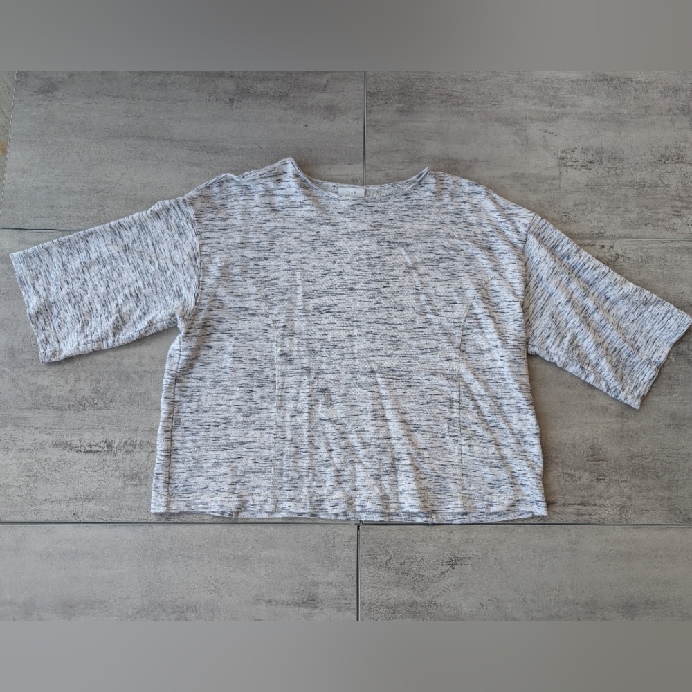 Pure Jill J.Jill Women's Heather Grey Space Dye Loose Fit Relaxed Top Small